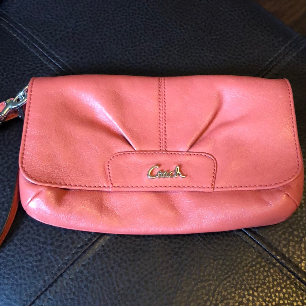 Coach coral wristlet